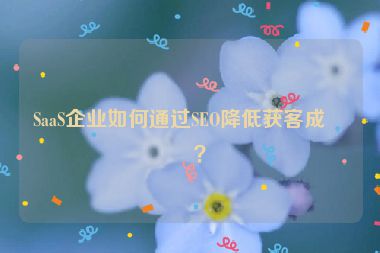SaaS企業(yè)如何通過SEO降低獲客成本？
