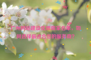 廣州網(wǎng)站建設(shè)優(yōu)質(zhì)商家名單，如何選擇最適合您的服務(wù)商？
