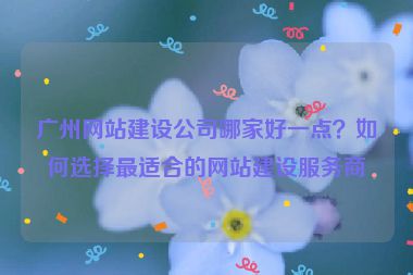 廣州網(wǎng)站建設公司哪家好一點？如何選擇最適合的網(wǎng)站建設服務商