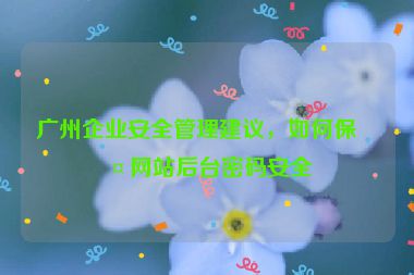 廣州企業(yè)安全管理建議，如何保護網(wǎng)站后臺密碼安全