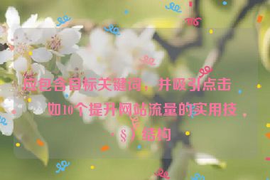 應包含目標關(guān)鍵詞，并吸引點擊（如10個提升網(wǎng)站流量的實用技巧）結(jié)構(gòu)