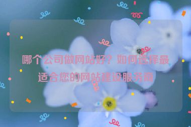 哪個(gè)公司做網(wǎng)站好？如何選擇最適合您的網(wǎng)站建設(shè)服務(wù)商