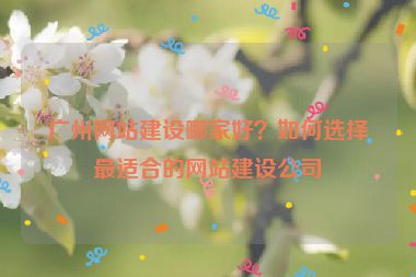廣州網(wǎng)站建設(shè)哪家好？如何選擇最適合的網(wǎng)站建設(shè)公司