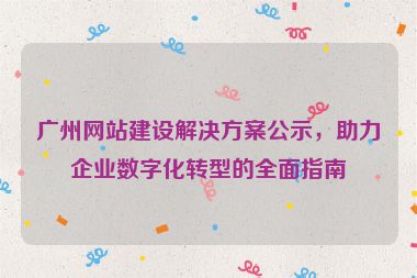 廣州網(wǎng)站建設(shè)解決方案公示，助力企業(yè)數(shù)字化轉(zhuǎn)型的全面指南