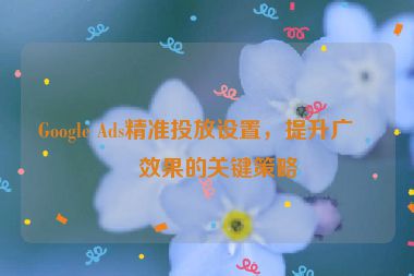 Google Ads精準(zhǔn)投放設(shè)置，提升廣告效果的關(guān)鍵策略