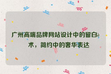廣州高端品牌網(wǎng)站設(shè)計(jì)中的留白藝術(shù)，簡約中的奢華表達(dá)