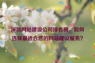 深圳網(wǎng)站建設(shè)公司排名榜，如何選擇最適合您的網(wǎng)站建設(shè)服務(wù)？