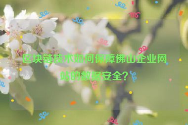 區(qū)塊鏈技術(shù)如何保障佛山企業(yè)網(wǎng)站的數(shù)據(jù)安全？