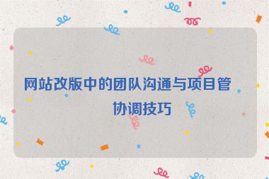 網(wǎng)站改版中的團隊溝通與項目管理協(xié)調(diào)技巧