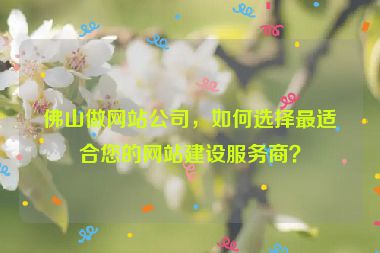 佛山做網(wǎng)站公司，如何選擇最適合您的網(wǎng)站建設(shè)服務(wù)商？
