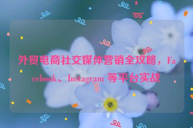 外貿(mào)電商社交媒體營銷全攻略，F(xiàn)acebook、Instagram 等平臺實戰(zhàn)