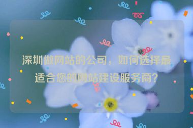 深圳做網(wǎng)站的公司，如何選擇最適合您的網(wǎng)站建設(shè)服務(wù)商？