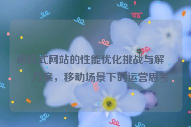 響應(yīng)式網(wǎng)站的性能優(yōu)化挑戰(zhàn)與解決方案，移動場景下的運營思考