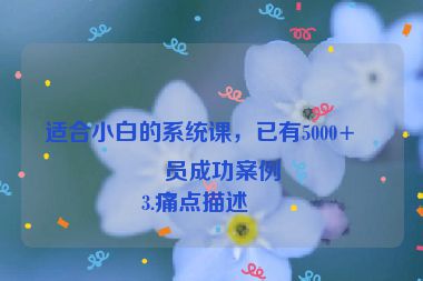 適合小白的系統(tǒng)課，已有5000+學(xué)員成功案例
3.痛點描述
