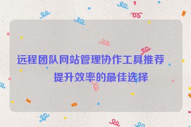 遠(yuǎn)程團(tuán)隊(duì)網(wǎng)站管理協(xié)作工具推薦，提升效率的最佳選擇