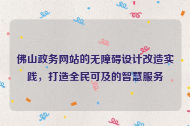 佛山政務(wù)網(wǎng)站的無障礙設(shè)計改造實踐，打造全民可及的智慧服務(wù)