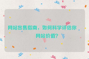 網(wǎng)站出售指南，如何科學(xué)評估你的網(wǎng)站價值？