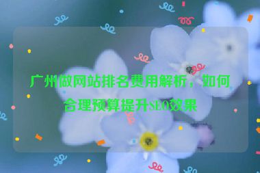 廣州做網(wǎng)站排名費(fèi)用解析，如何合理預(yù)算提升SEO效果