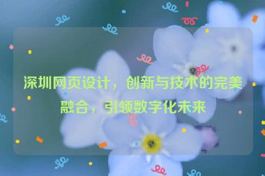 深圳網(wǎng)頁(yè)設(shè)計(jì)，創(chuàng)新與技術(shù)的完美融合，引領(lǐng)數(shù)字化未來(lái)