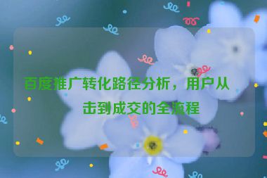百度推廣轉(zhuǎn)化路徑分析，用戶從點(diǎn)擊到成交的全流程