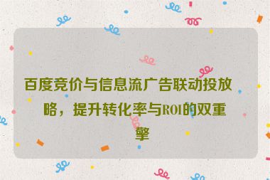 百度競價與信息流廣告聯(lián)動投放策略，提升轉(zhuǎn)化率與ROI的雙重引擎