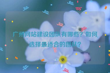 廣州網(wǎng)站建設團隊有哪些？如何選擇最適合的團隊？