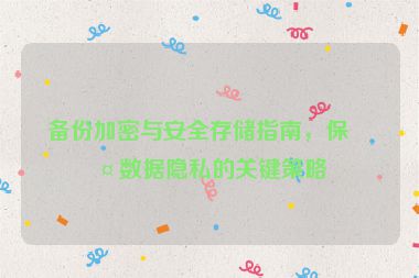 備份加密與安全存儲指南，保護(hù)數(shù)據(jù)隱私的關(guān)鍵策略