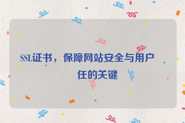 SSL證書，保障網(wǎng)站安全與用戶信任的關(guān)鍵