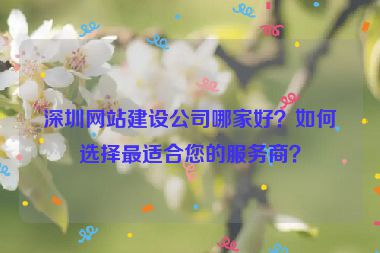 深圳網(wǎng)站建設(shè)公司哪家好？如何選擇最適合您的服務(wù)商？
