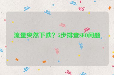 流量突然下跌？5步排查SEO問題