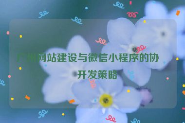 廣州網(wǎng)站建設(shè)與微信小程序的協(xié)同開發(fā)策略