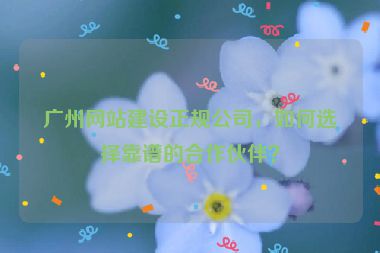 廣州網(wǎng)站建設(shè)正規(guī)公司，如何選擇靠譜的合作伙伴？