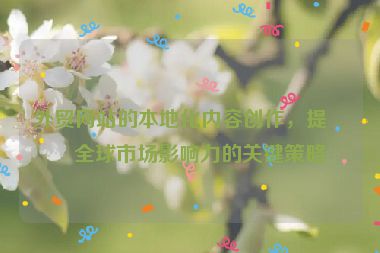 外貿(mào)網(wǎng)站的本地化內(nèi)容創(chuàng)作，提升全球市場影響力的關(guān)鍵策略