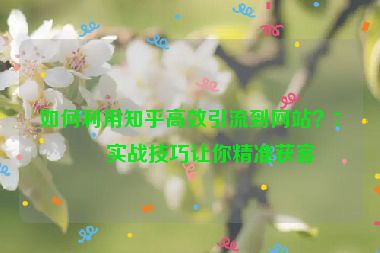 如何利用知乎高效引流到網站？7個實戰(zhàn)技巧讓你精準獲客