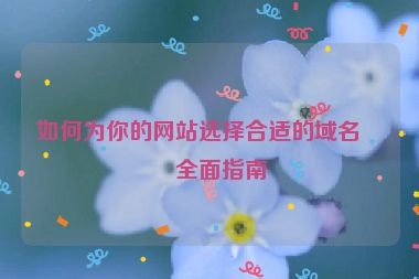 如何為你的網(wǎng)站選擇合適的域名，全面指南