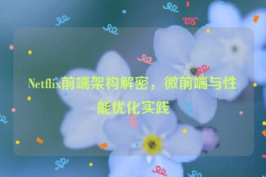 Netflix前端架構(gòu)解密，微前端與性能優(yōu)化實(shí)踐