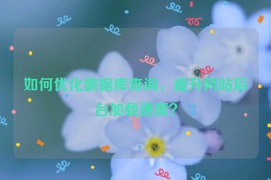 如何優(yōu)化數(shù)據(jù)庫查詢，提升網(wǎng)站后臺(tái)加載速度？