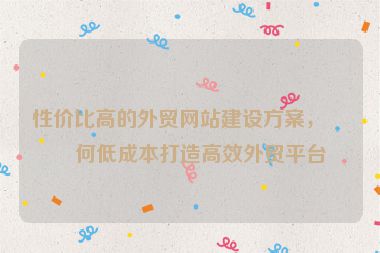 性價(jià)比高的外貿(mào)網(wǎng)站建設(shè)方案，如何低成本打造高效外貿(mào)平臺(tái)