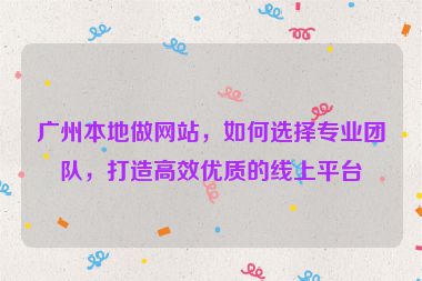 廣州本地做網(wǎng)站，如何選擇專業(yè)團隊，打造高效優(yōu)質(zhì)的線上平臺