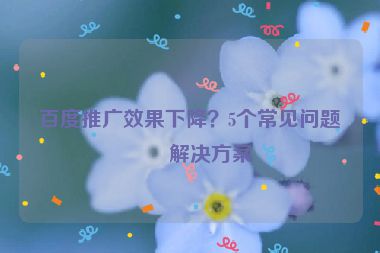 百度推廣效果下降？5個常見問題及解決方案