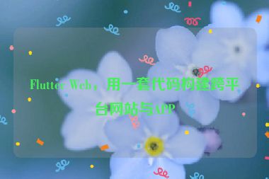 Flutter Web，用一套代碼構(gòu)建跨平臺(tái)網(wǎng)站與APP