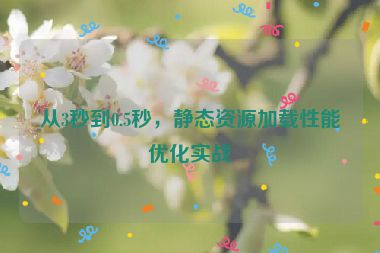 從3秒到0.5秒，靜態(tài)資源加載性能優(yōu)化實戰(zhàn)