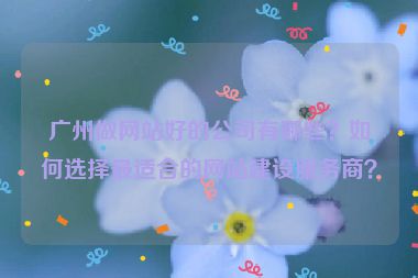 廣州做網(wǎng)站好的公司有哪些？如何選擇最適合的網(wǎng)站建設(shè)服務(wù)商？