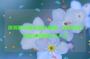 深圳網(wǎng)站建設(shè)制作招聘，如何找到最合適的團(tuán)隊(duì)與人才