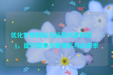 優(yōu)化外貿(mào)網(wǎng)站元標(biāo)簽內(nèi)容的技巧，提升搜索引擎排名與點擊率