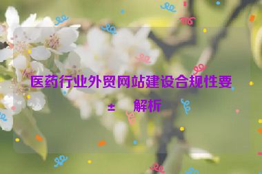 醫(yī)藥行業(yè)外貿(mào)網(wǎng)站建設(shè)合規(guī)性要求解析