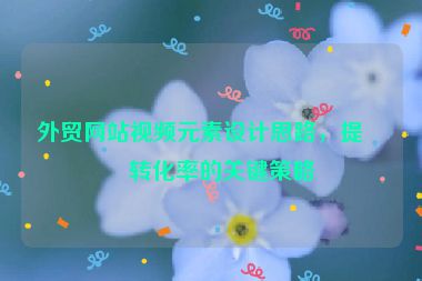 外貿(mào)網(wǎng)站視頻元素設(shè)計思路，提升轉(zhuǎn)化率的關(guān)鍵策略