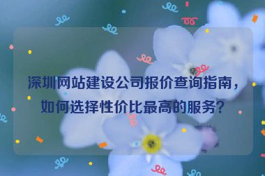 深圳網(wǎng)站建設(shè)公司報(bào)價(jià)查詢(xún)指南，如何選擇性?xún)r(jià)比最高的服務(wù)？