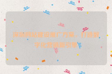 深圳網(wǎng)站建設(shè)推廣方案，打造數(shù)字化營(yíng)銷(xiāo)新引擎