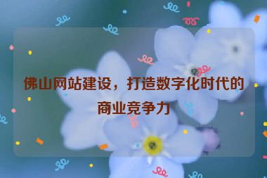 佛山網(wǎng)站建設，打造數(shù)字化時代的商業(yè)競爭力